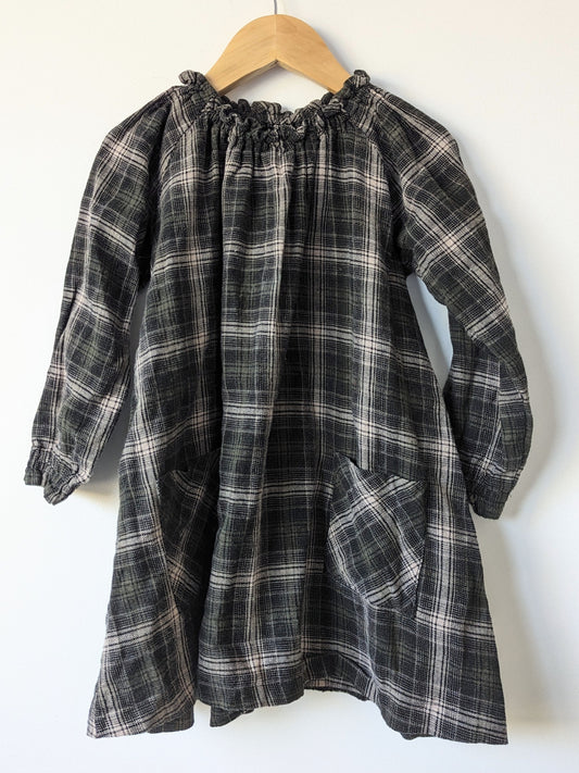 Mi & Bear Flannel Plaid Dress • 3/4T
